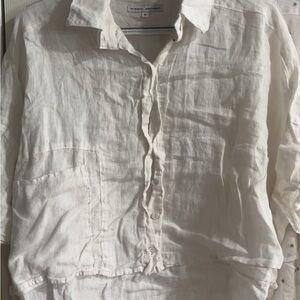 zara women’s Relaxed Fit Cream Button Down Shift